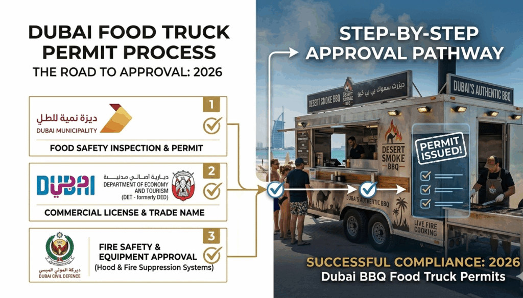 bbq food truck Dubai permits UAE government approvals 2026